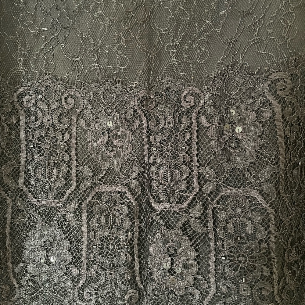 Ann Taylor | Black Lace Midi Skirt | Velvet Bow Waist | Sequin Detail - Picture 4 of 5